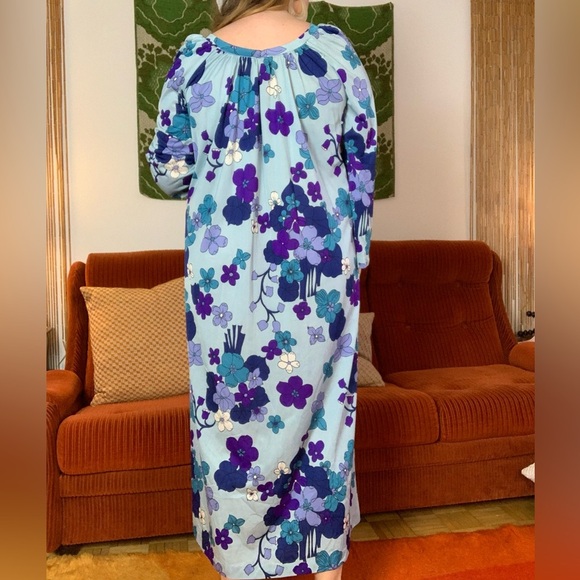70s True Vintage Flower Power Plus Size Hippie Night Dress - Picture 4 of 5